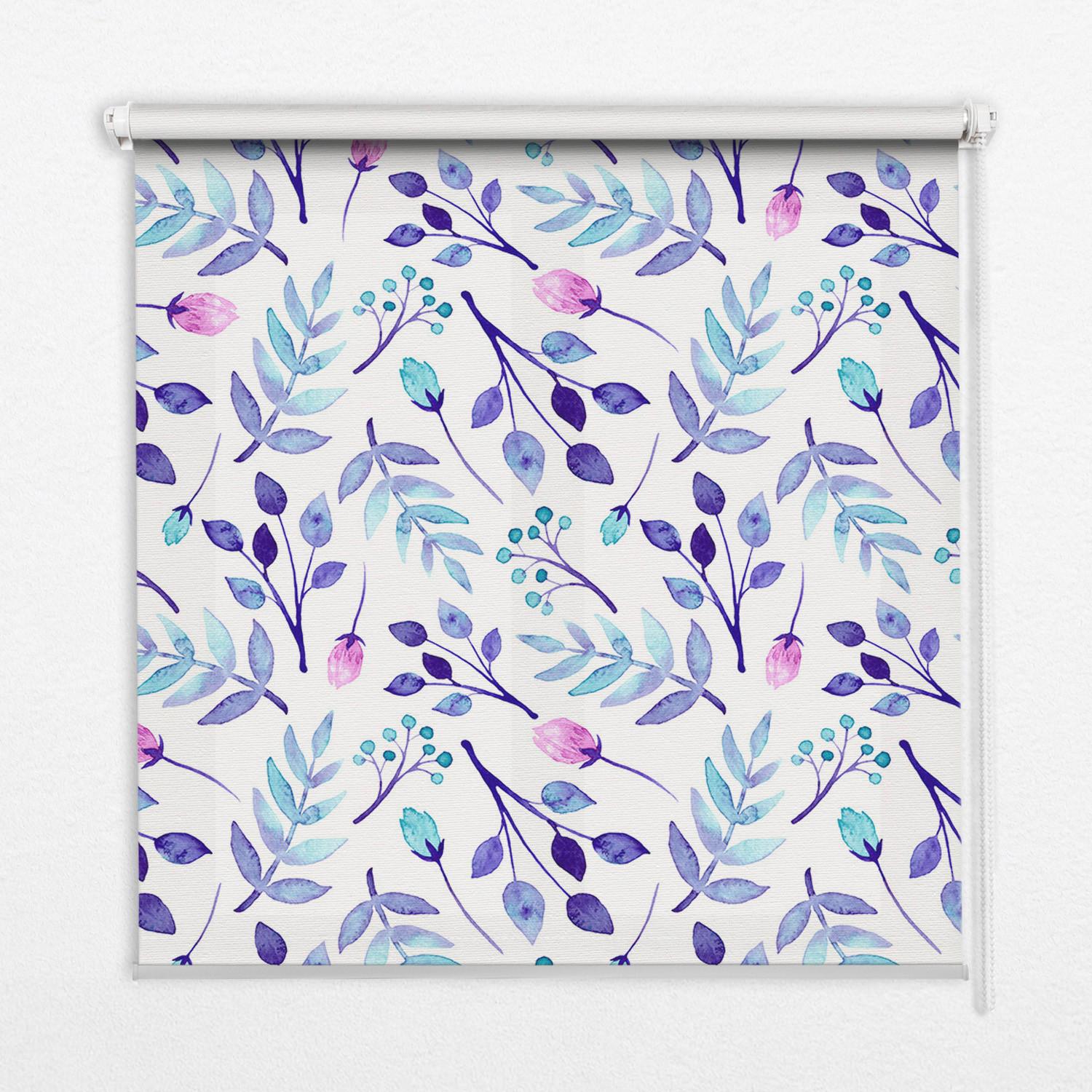 INNENROLLO - Fensterrollo - Rollo - 110x140 cm - Blaue Blumen - Blau, Kunststoff (110/140/0.5cm) - TULUP