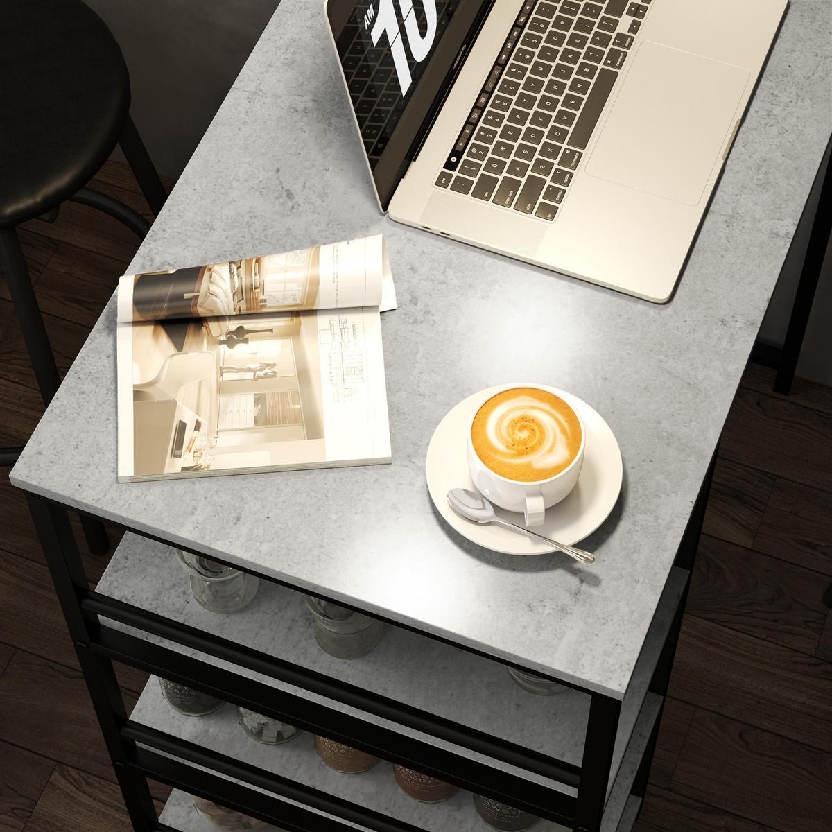 BARTISCH-SET 3er Set Stahl MDF Eiche - Hellgrau, Metall (50/90.5/90cm) - HOMCOM