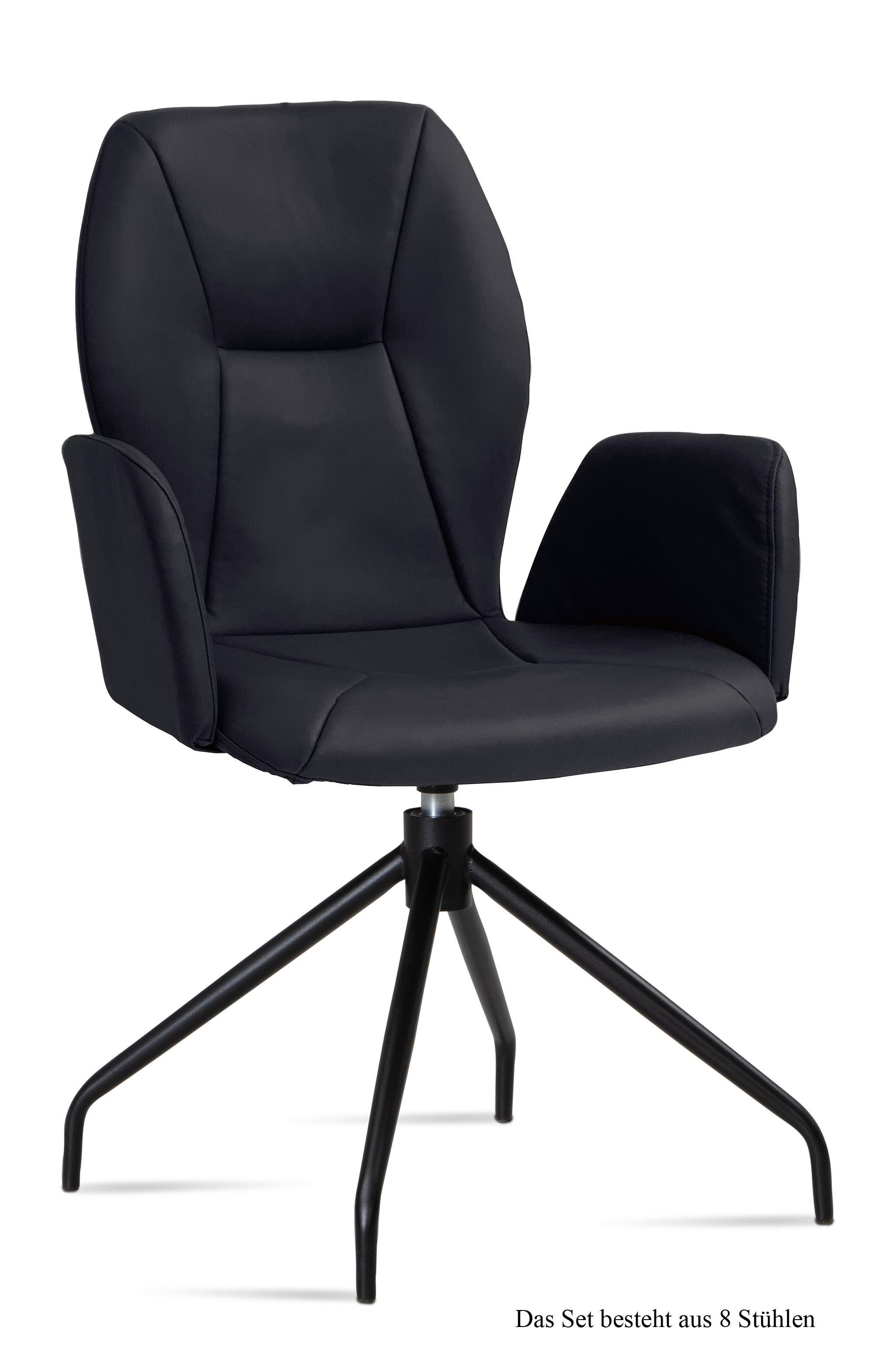 ARMLEHNSTUHL drehbar (8er-Set) Dorett 58x92x60 Schwarz/Anthrazit - Anthrazit/Schwarz, Kunststoff (60/92/58cm) - 58aufmkessel