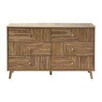 KOMMODE mit 6 Schubladen und laminierten Fronten 39/75/120 cm - Eschefarben, Holzwerkstoff (39/75/45cm) - Calicosy
