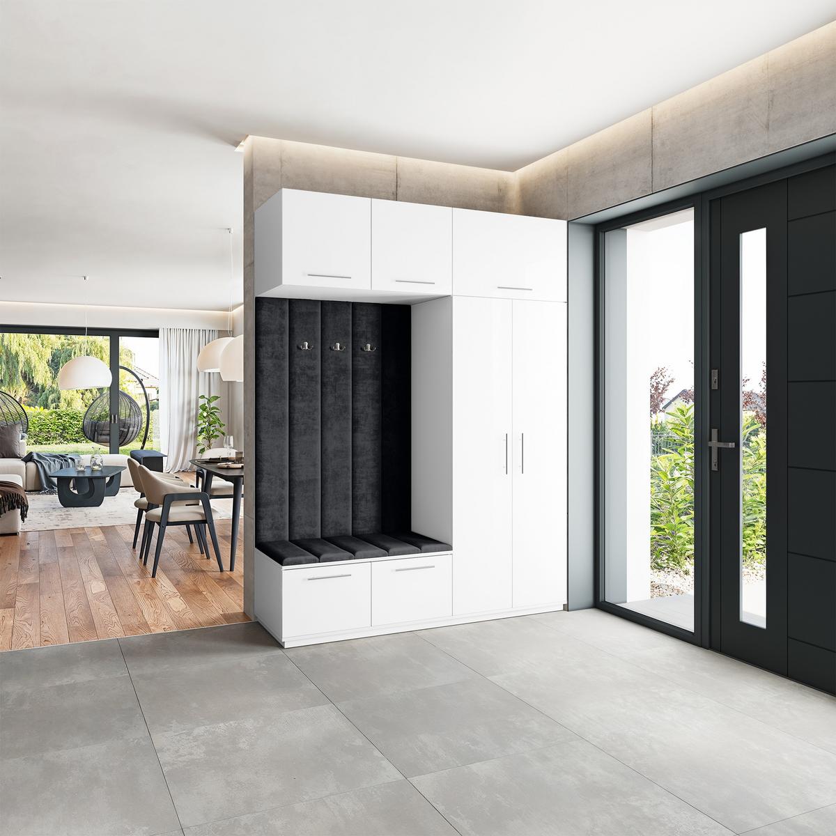GARDEROBENSCHRANK REMA 180/240/60 cm Modern Weiß - Schwarz/Weiß, Holzwerkstoff (180/240/60cm) - MASSENO