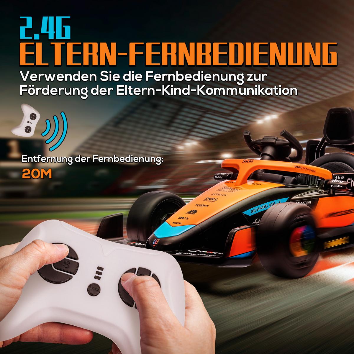 KINDER Elektroauto, 12V Kinderfahrzeug mit 2,4G-Fernbedienung, MP3 USB, Orange - Orange, Kunststoff (115/67/50cm) - AIYAPLAY