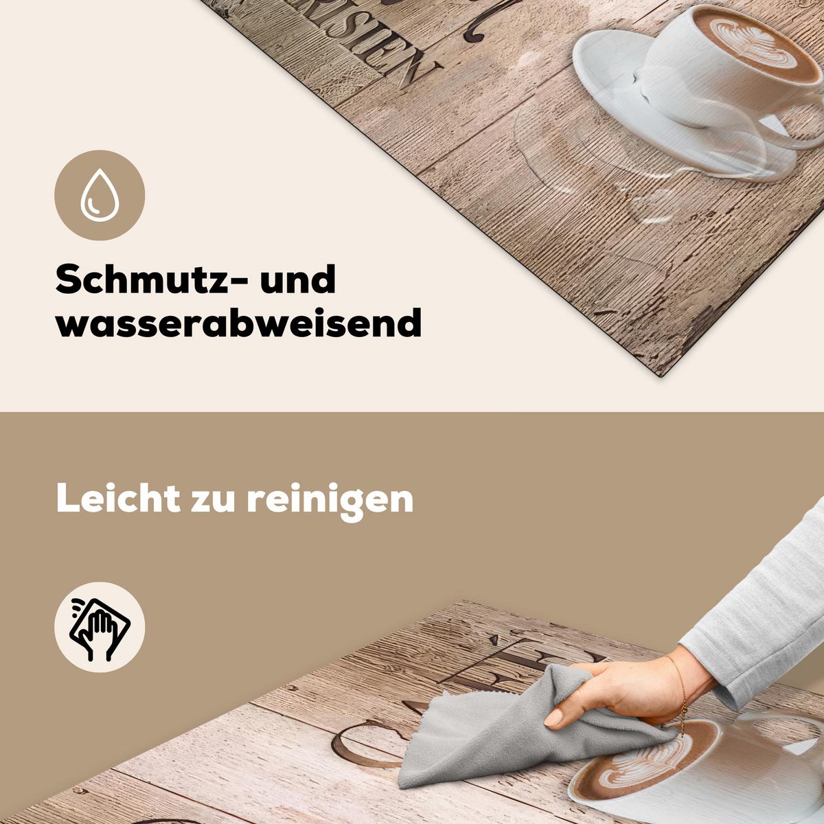 HERDABDECKPLATTE Bistro Parisien - Café - Kaffee - Jahrgang Induktionsmatte 78x78 cm - Cappuccino, Kunststoff (78/78/0.2cm) - MuchoWow