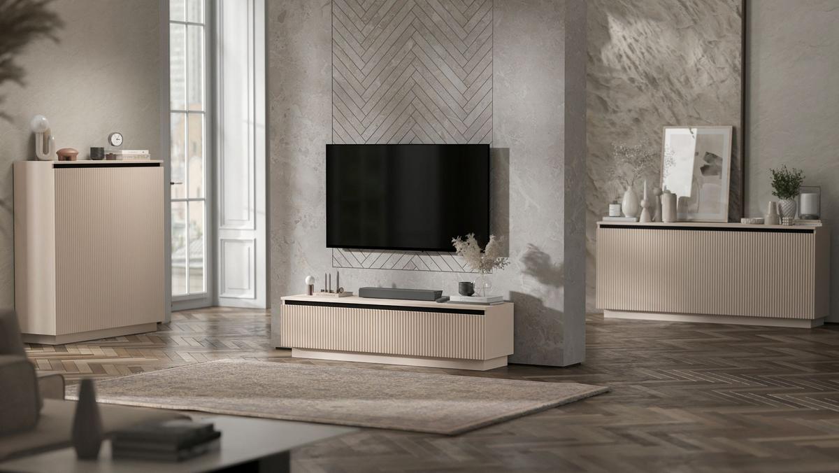 KOMMODE Selene 3D Kaschmir Matt Glamour 167 cm - Kaschmir, Holzwerkstoff (166.8/71.4/35cm) - Meble Lindner