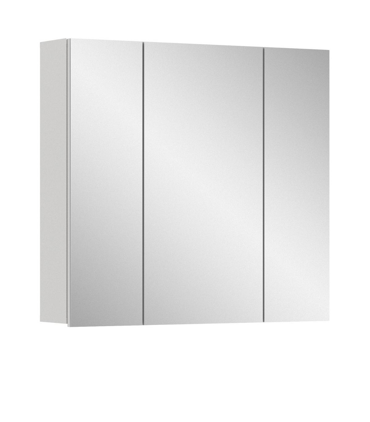 SPIEGELSCHRANK weiß 82 x 77 cm, Badschrank 3-türig mit Spiegel - Weiß, Glas/Holzwerkstoff (82/77/18cm) - Inn.Furn