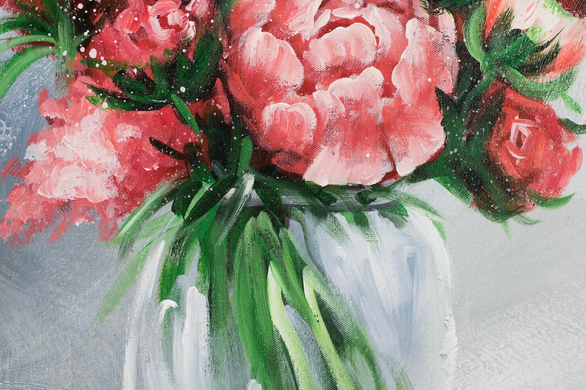 ACRYLBILD HANDGEMALT 60/60 cm - Rot/Grau, Holz/Textil (60/60cm) - KUNSTLOFT