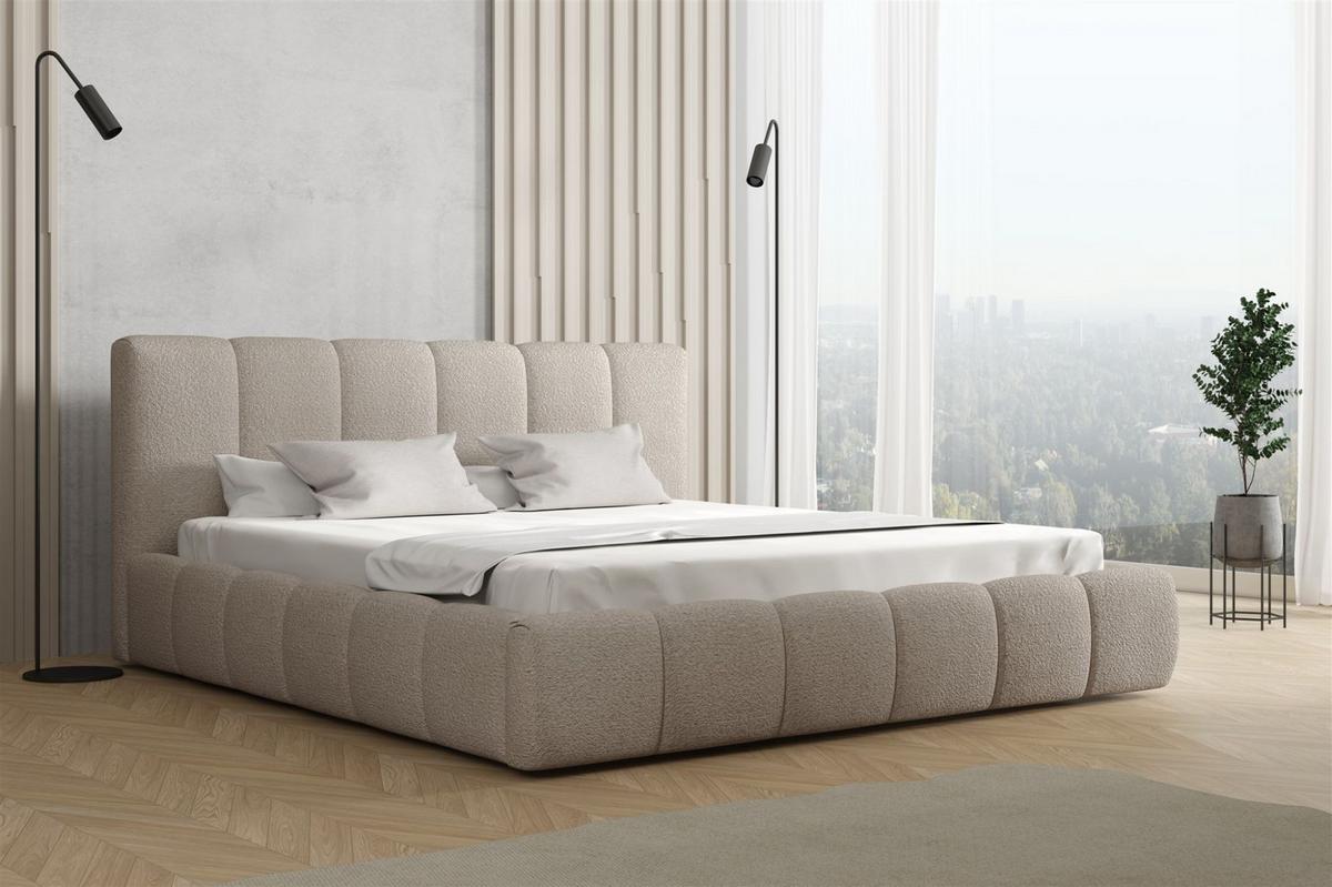 POLSTERBETT Giulia Freya Komplett - Taupe, Holzwerkstoff/Textil (180/200cm) - Fun Möbel