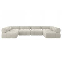 WOHNLANDSCHAFT modulares Sofa Garvo-U2 - 380x190x70 cm Creme Cord - Hellgrau/Creme, Holzwerkstoff/Textil (380/70/190cm) - ALTDECOR