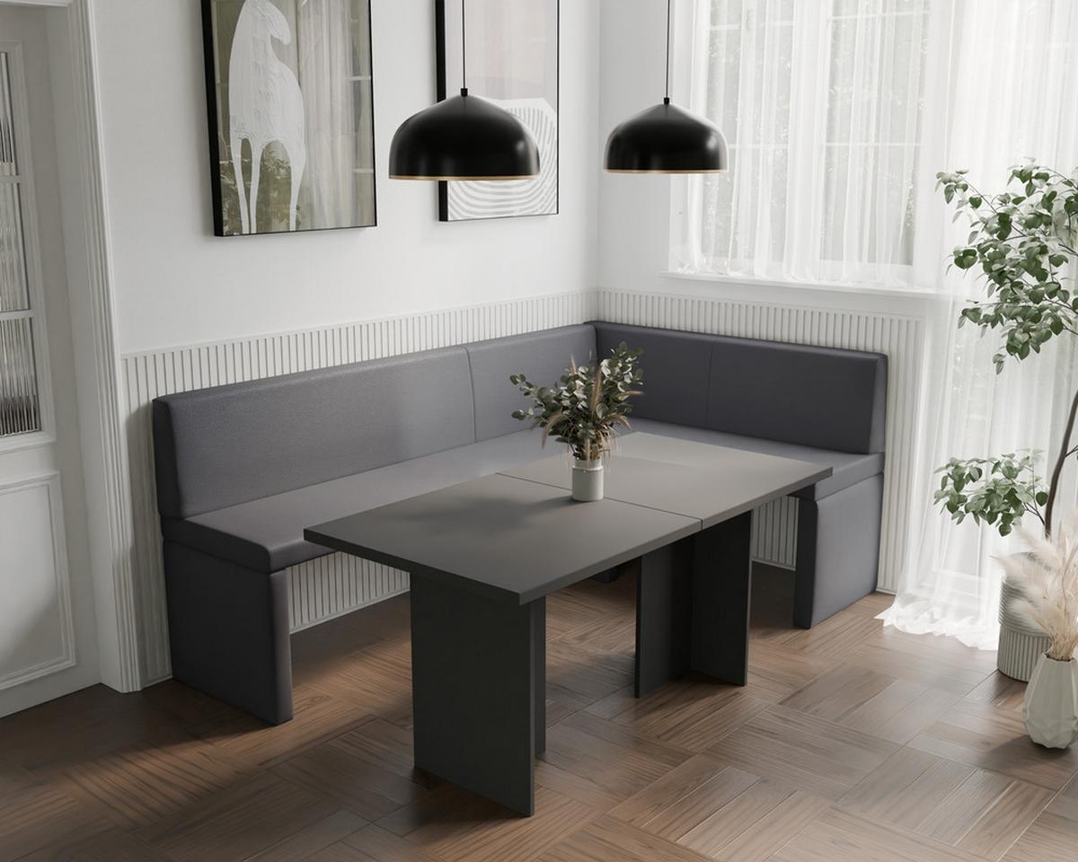 ECKBANK rechts OWEN Kunstleder, 142/196 cm Dunkelgrau - Dunkelgrau, Holz/Kunststoff (142/196cm) - Idohome