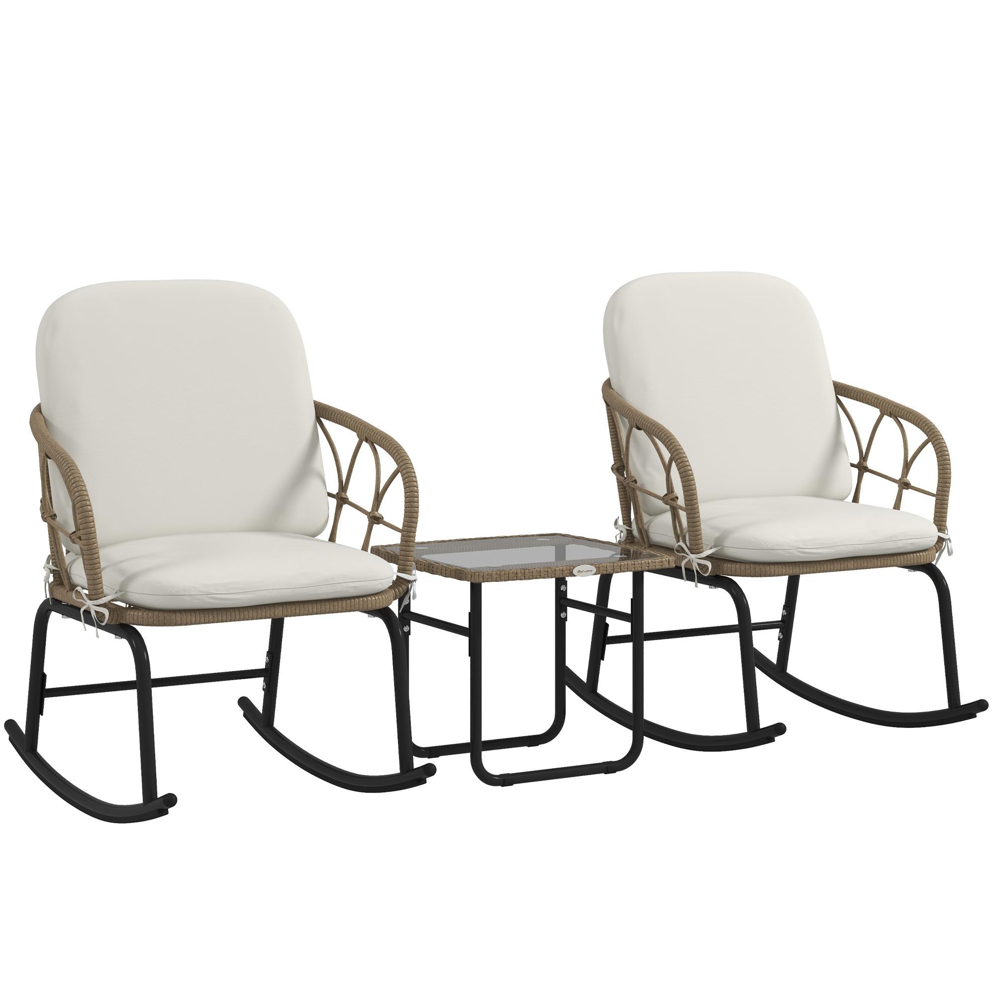 GARTENMÖBEL Set, Stahl, PE, Gelb+Creme - Gelb, Metall - Outsunny