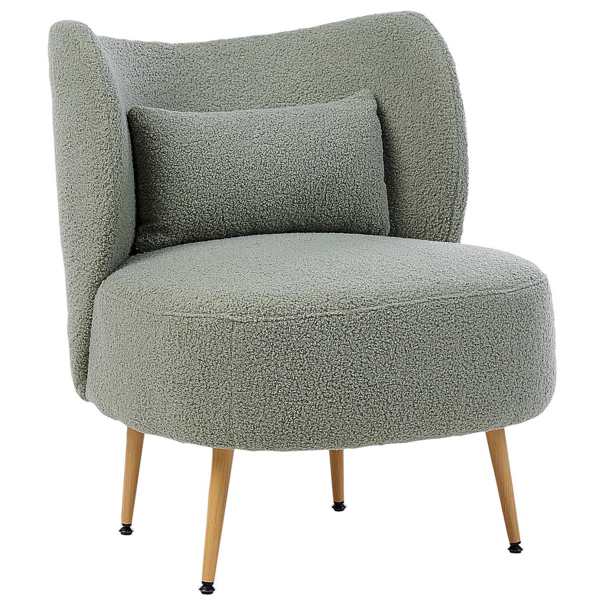 SESSEL mit Kissen Bouclé Grün Otsby II - Grün, Textil (60/76/55cm) - Beliani
