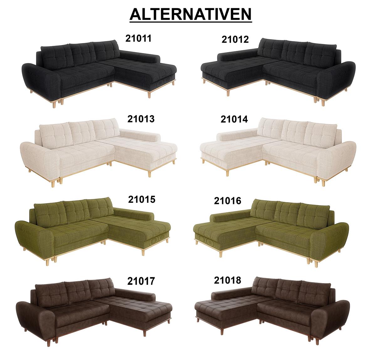 ECKSOFA im Scandi-Stil, Schlaffunktion, Bettkasten B268/T175/H86 cm, Ottomane links, Liegefl. 128x209 cm, Mikrofaserstoff in Vintage Braun / 21018 - Wildeiche/Eiche Bianco, Holz/Textil (268/175cm) - luma-home
