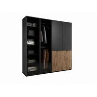 DREHTÜRENSCHRANK ATELIO 202/200/51 cm Modern Kleiderschrank 4-türig Schwarz - Schwarz, Holzwerkstoff (202/200/51cm) - MASSENO