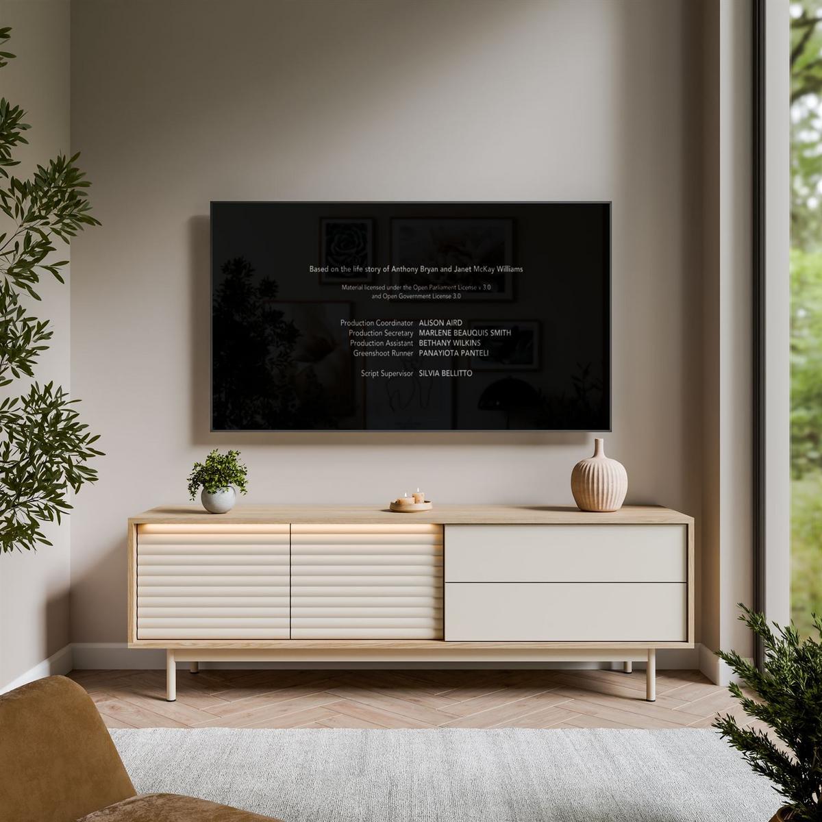 TV-SCHRANK FLORENCE mit LED-Beleuchtung - Kaschmir, Holzwerkstoff (160/53/40cm) - Lookway