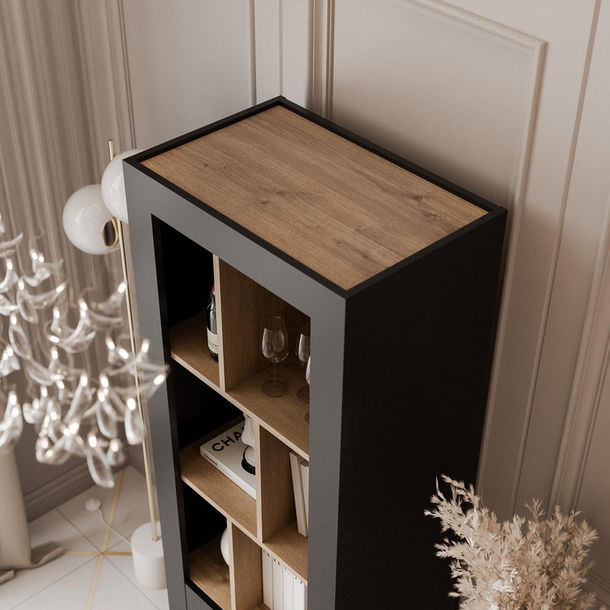 REGAL AVENA, 60/40/169 cm Schwarz / Eiche - Schwarz, Holzwerkstoff/Kunststoff (60/169/40cm) - Idohome