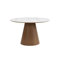 ESSTISCH LOVRAN, Sinterstein, Weiß-Braun, Ø 120 x 75 cm - Braun, Holzwerkstoff/Metall (120/120/75cm) - KADIMA DESIGN