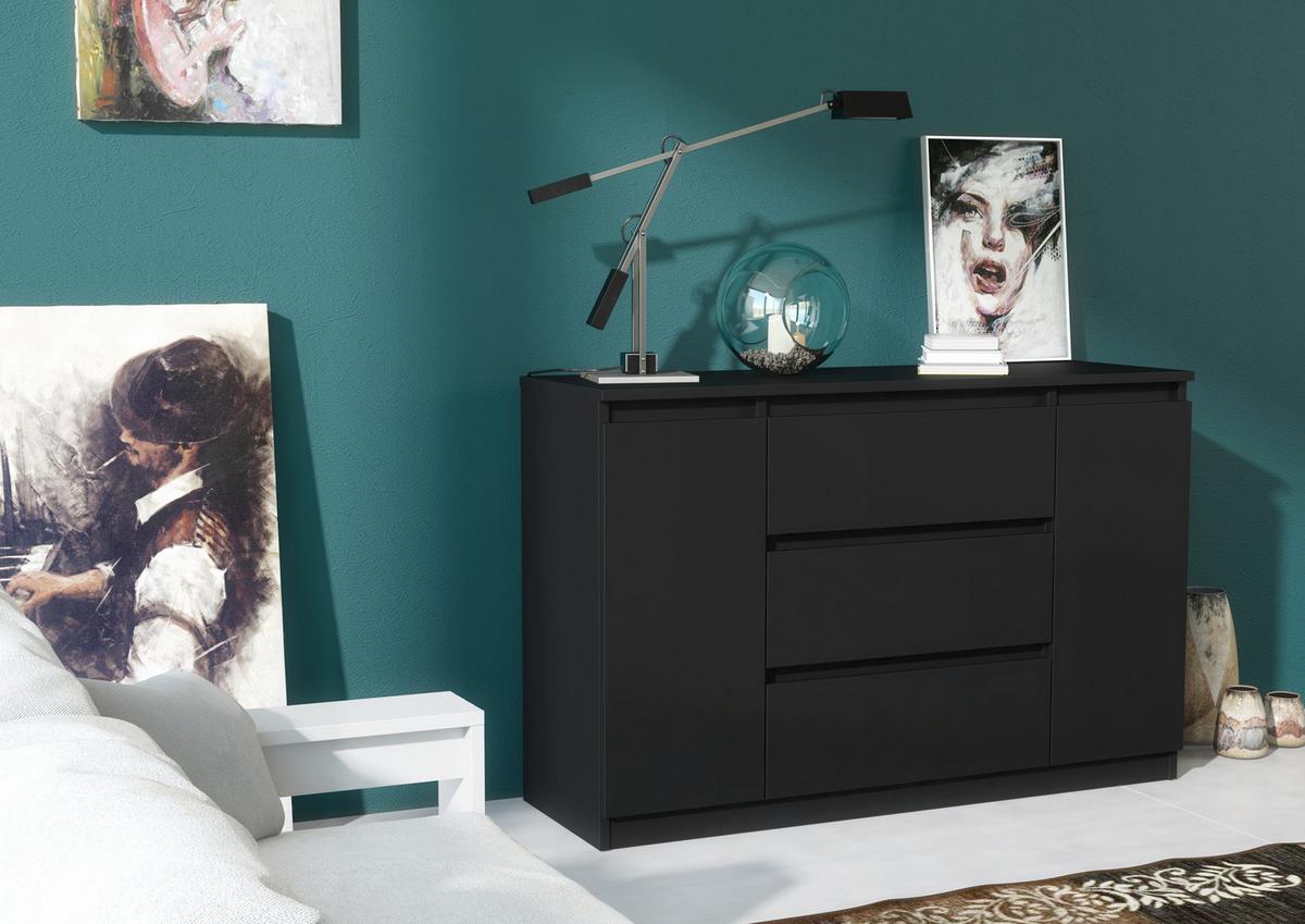 KOMMODE Schwarz 120/79/39 - Schwarz, Holzwerkstoff (120/79/39cm) - RAUMHIRSCH FURNITURE