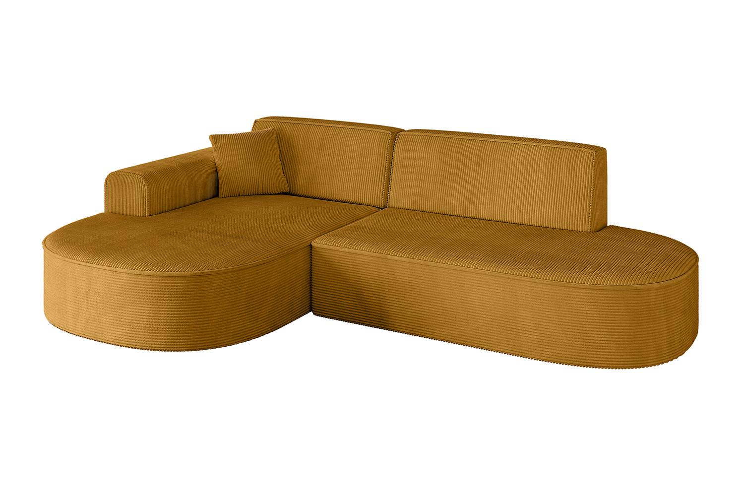 ECKSOFA Ottomane Links MARI-L1 - 243x171x79 cm Senfgelb Cord - Gelb/Schwarz, Holzwerkstoff/Kunststoff (163/234cm) - ALTDECOR