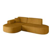 ECKSOFA Ottomane Links MARI-L1 - 243x171x79 cm Senfgelb Cord - Gelb/Schwarz, Holzwerkstoff/Kunststoff (163/234cm) - ALTDECOR