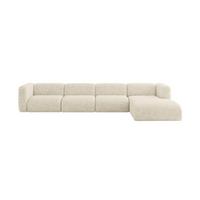 ECKSOFA Ottomane Rechts MIRA-L3 409x179x70 Creme Velours - Creme/Schwarz, Holzwerkstoff/Kunststoff (409/179cm) - ALTDECOR
