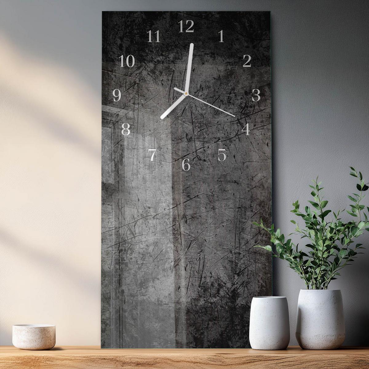 WANDUHR aus Glas 30x60 cm - Muster - Schwarz, Glas (30/60/0.4cm) - TULUP