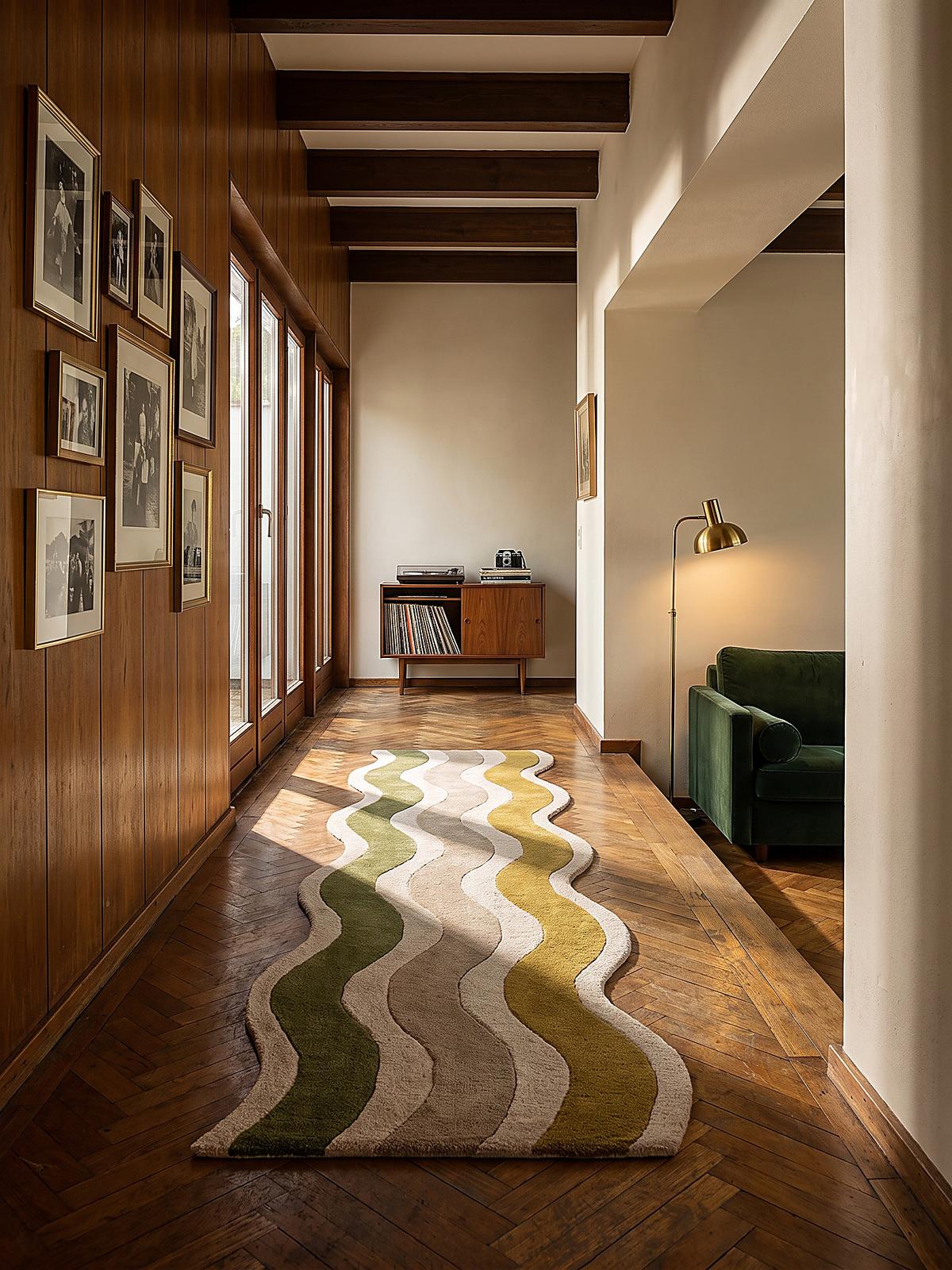 TEPPICHLÄUFER handgetuftet MONNOW, Wellenstreifen, Erdtöne-Grün, 80 x 300 cm - Grün, Textil (80/300cm) - KADIMA DESIGN