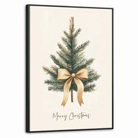 LEINWAND Bilder mit Rahmen - Weihnachtsbaum - Weihnachten - Frohe Weihnachten - Beige - 70x100 - Sandfarben, Textil (70/100cm) - MuchoWow