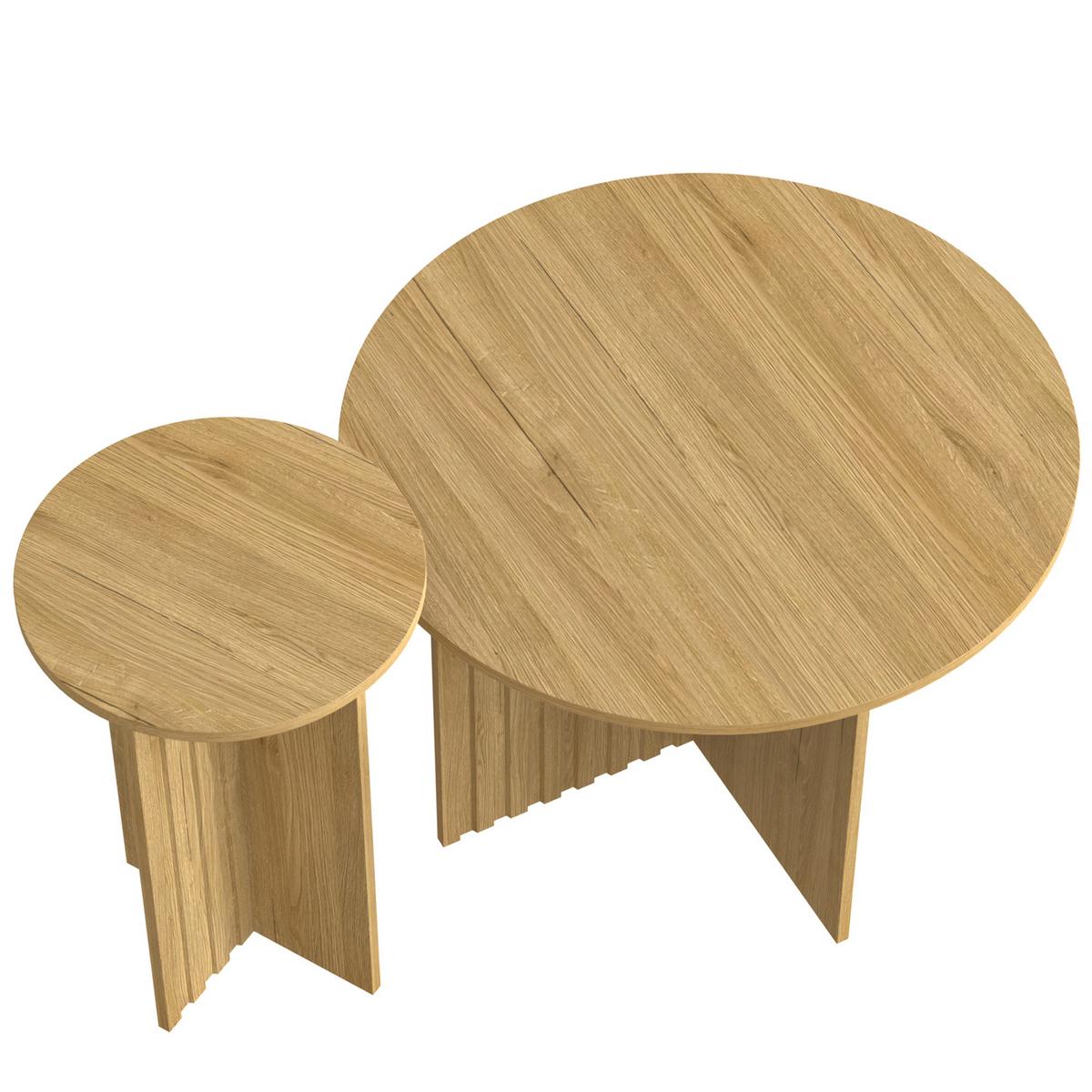 COUCHTISCH-SET 2 teilig in Natur-Optik Runde Satztische im Scandi-Design - Naturfarben, Holzwerkstoff (76/76/50cm) - Urban Meuble