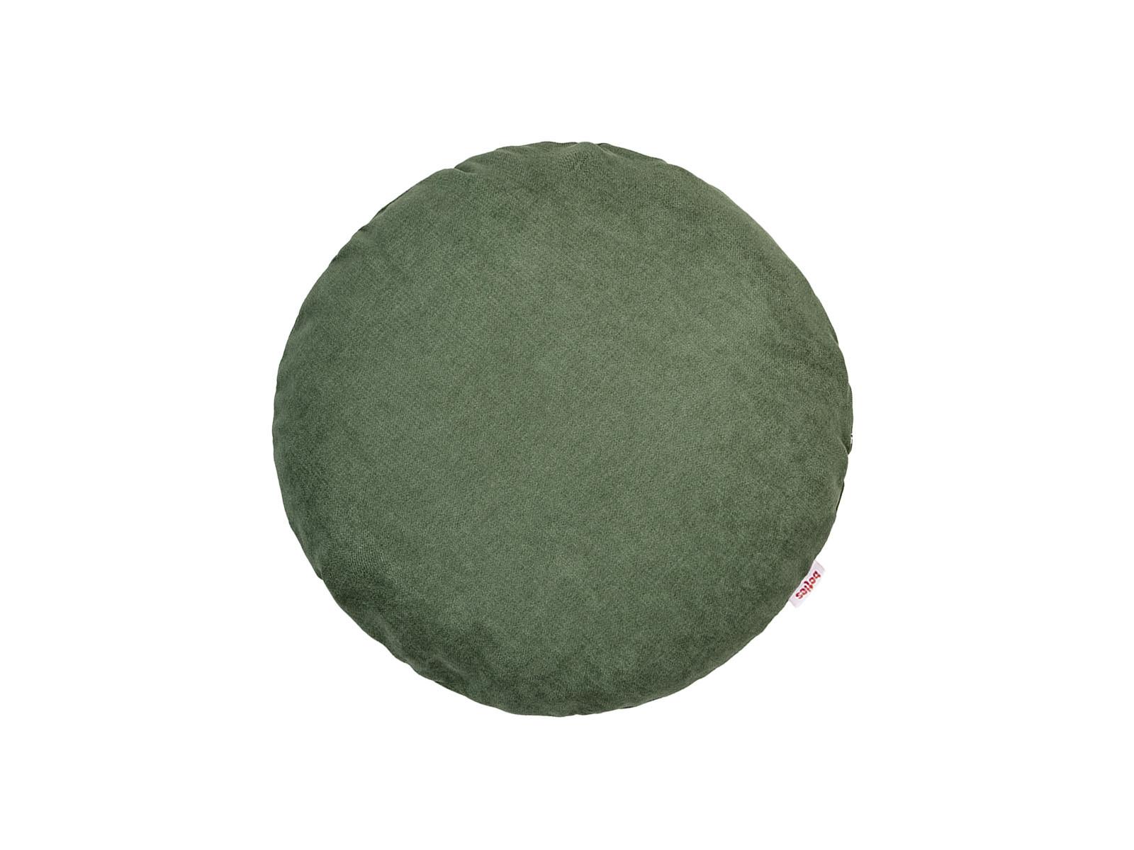 KISSENHÜLLE Rund FarbTon Chenille-Haptik oliven-grün 40 cm Ø - Dunkelgrün, Textil (40/40cm) - beties Heimtextil