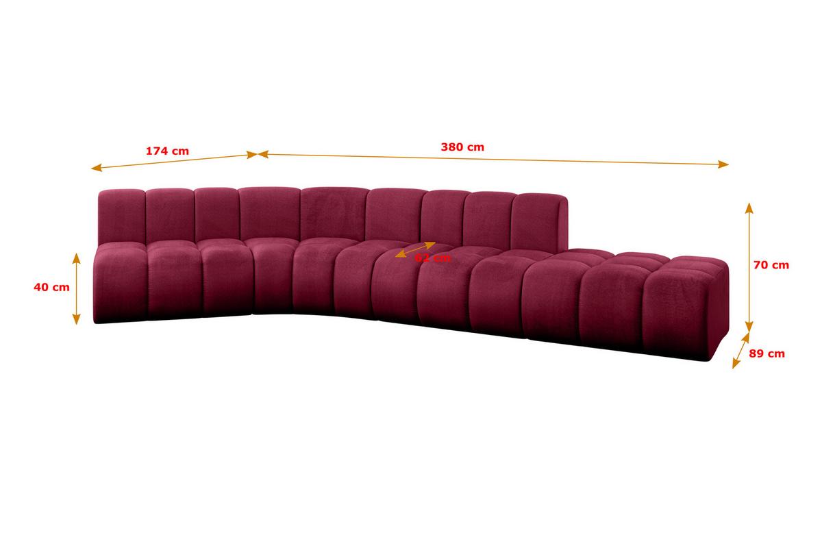 ECKSOFA modulares Sofa Brilo-L1 - 380x174x70 cm Bordeauxrot - Bordeaux, Holzwerkstoff/Textil (380/174cm) - ALTDECOR