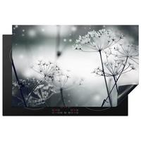 HERDABDECKPLATTE Blumen - Winter - Schnee - Natur Induktionsschutz 81.6x52.7 cm - Grau, Kunststoff (81.6/52.7/0.2cm) - MuchoWow