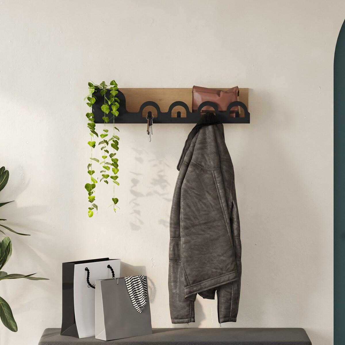HÄNGENDER Garderobenständer Dekor Eiche B63 cm – LIORA HANGER - Eschefarben, Holzwerkstoff (14/14/73.6cm) - Calicosy
