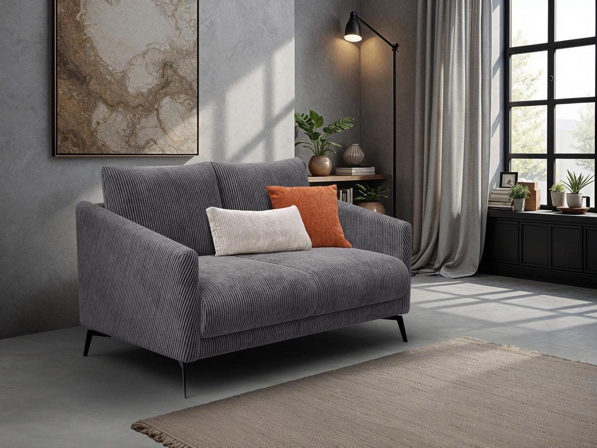 SOFA VILT 2-Sitzer, dunkelgrau - Dunkelgrau/Schwarz, Holzwerkstoff/Textil (142/89/94cm) - Wozimo