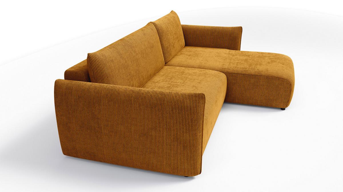 ECKSOFA TAUER 3-Sitzer links, safran - Gelb/Schwarz, Holz/Textil (248/173cm) - Wozimo