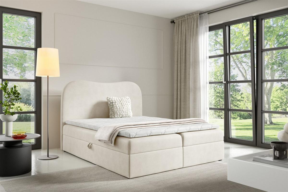 BOXBETT Darlin - Creme, Holzwerkstoff/Textil (140/200cm) - Fun Möbel