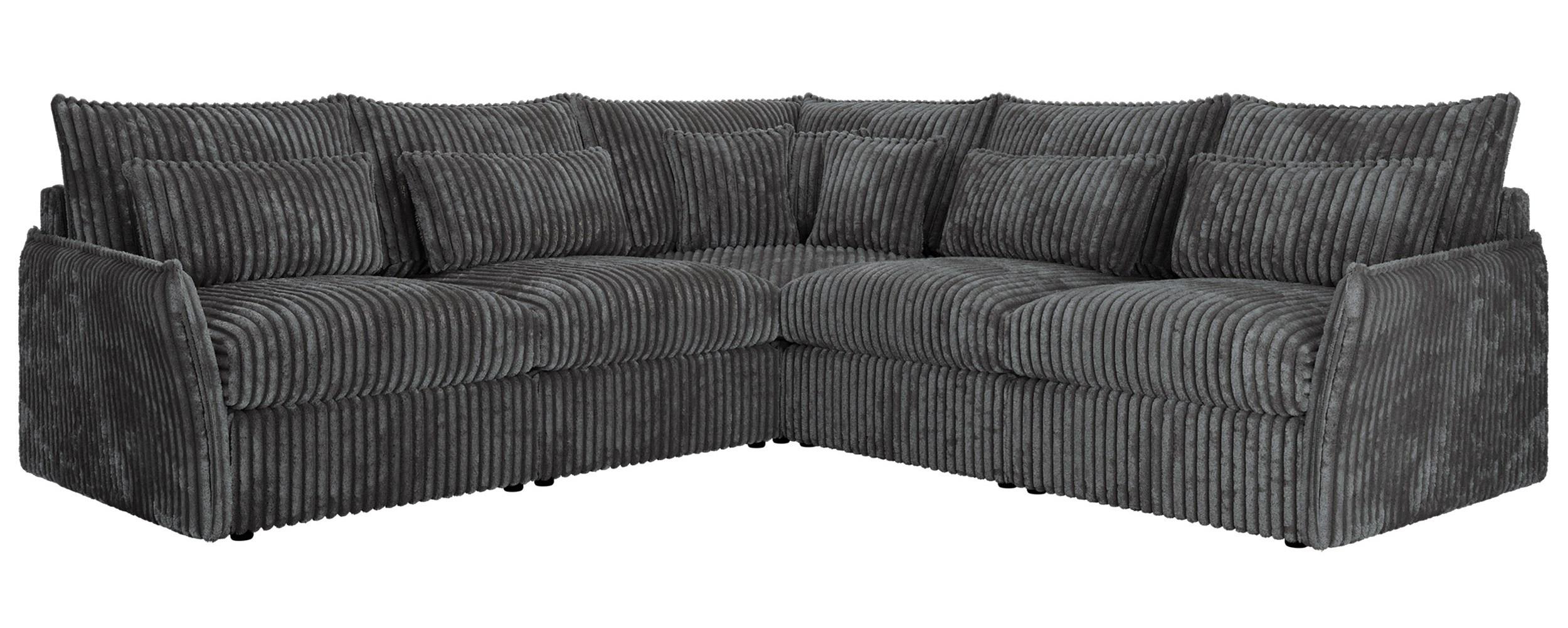 ECKSOFA VERSO L Dunkelgrau Cord - Dunkelgrau/Schwarz, Kunststoff/Textil (270/270cm) - MKS