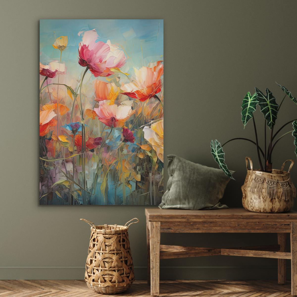 AKUSTIKBILD Blumen - Aquarell - Kunst - Botanisch - Natur Wanddeko 60x90 cm - Orange, Kunststoff (60/90/0.9cm) - MuchoWow
