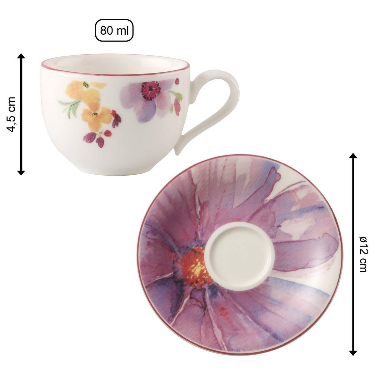 ESPRESSOTASSE MIT UNTERTASSE Mariefleur Basic bunt 80 ml - Multicolor, Keramik (2/2/2cm) - Villeroy & Boch