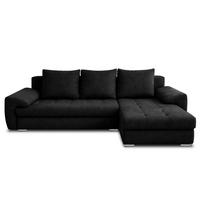 ECKSOFA L Form Manisa Schwarz 234/145/83 cm Rechts mit Schlaffunktion - Silberfarben/Schwarz, Kunststoff/Textil (234/145cm) - AX Living