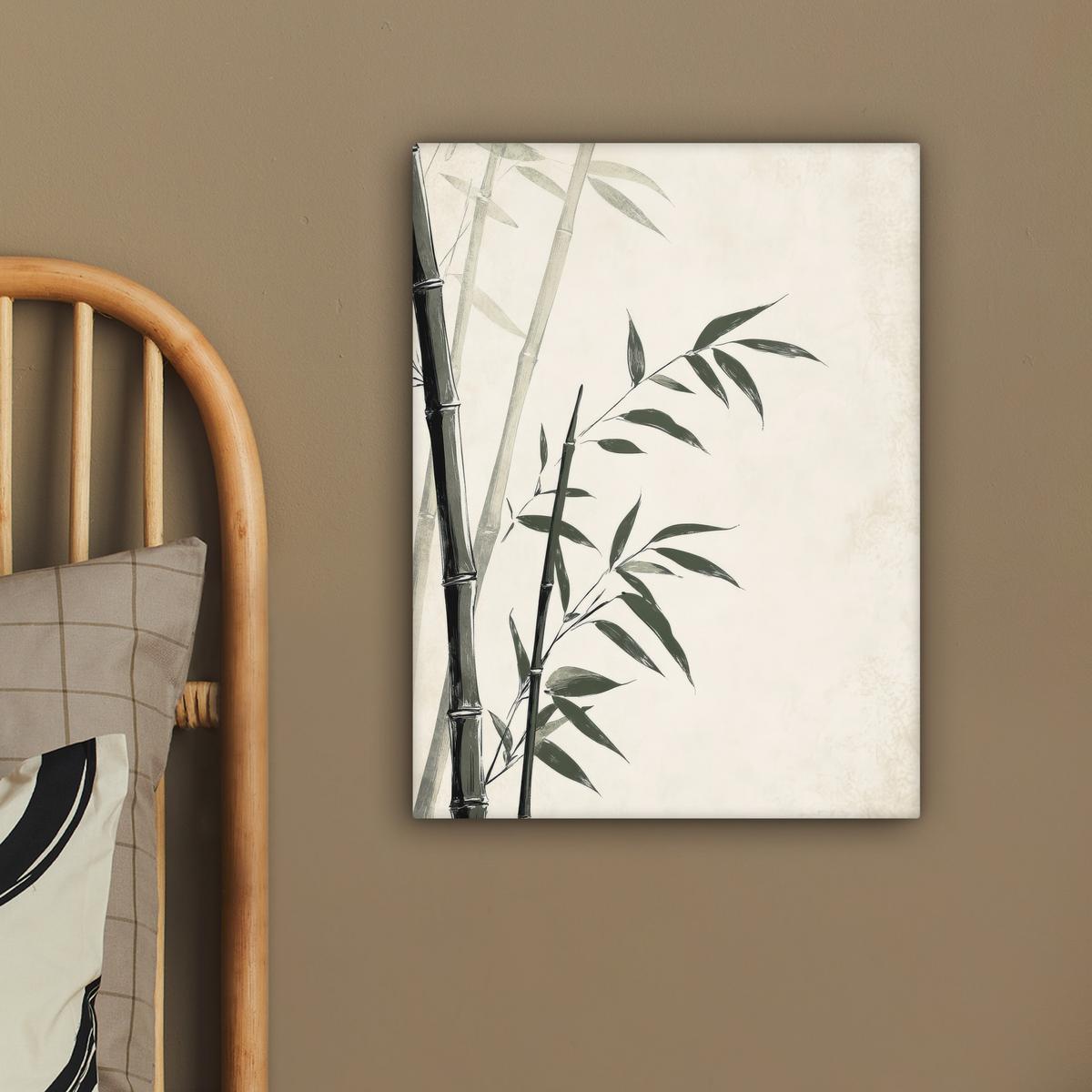 LEINWANDBILD Japandi - Bambus - Beige Room Decor 30x40 cm - Eukalyptusholzfarben, Textil (30/40cm) - MuchoWow