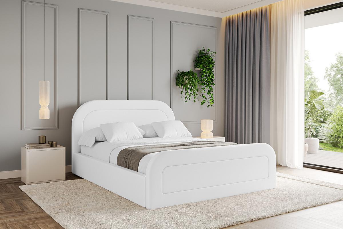 POLSTERBETT mit Bettkasten, Fußteil und Lattenrost, Boxbett mit Matratze H3/H4 - LERAY-Z 120x200 Weiß Kunstleder - Weiß Hochglanz, Holzwerkstoff/Textil (120/200cm) - ALTDECOR