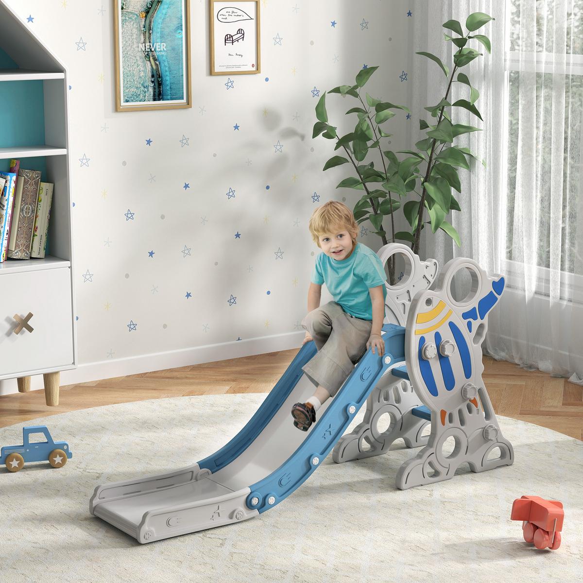 KINDERRUTSCHE für Kinder von 1,5 bis 3 Jahren mit Raketen-Design - Blau, Kunststoff (46.5/80/157cm) - AIYAPLAY