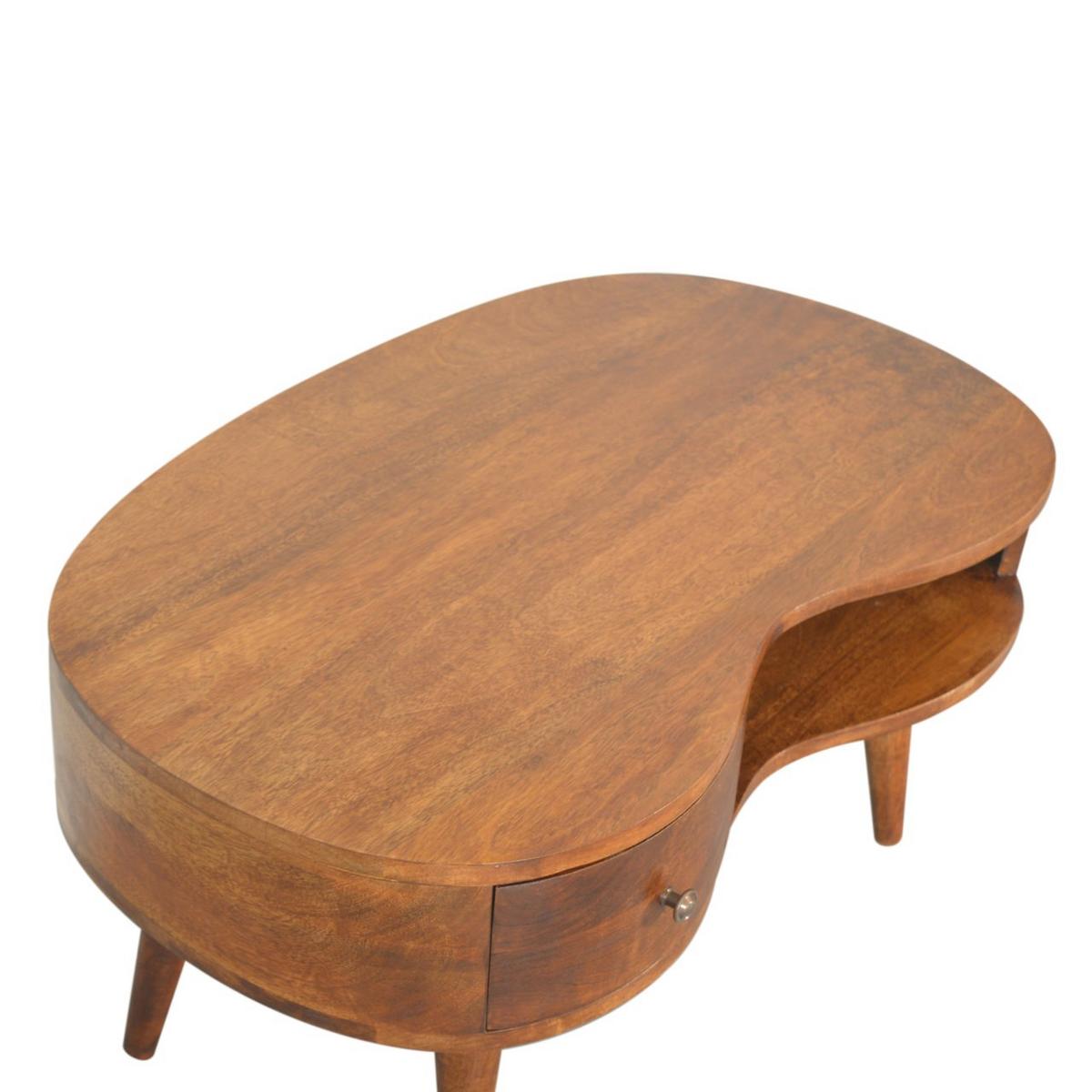 COUCHTISCH Massivholz-Kastanien-Welle, 1 Schublade und offenes Fach, Dunkelbraun - Dunkelbraun/Messingfarben, Mangoholz/Holz (50/80/40cm) - Artisan Furniture