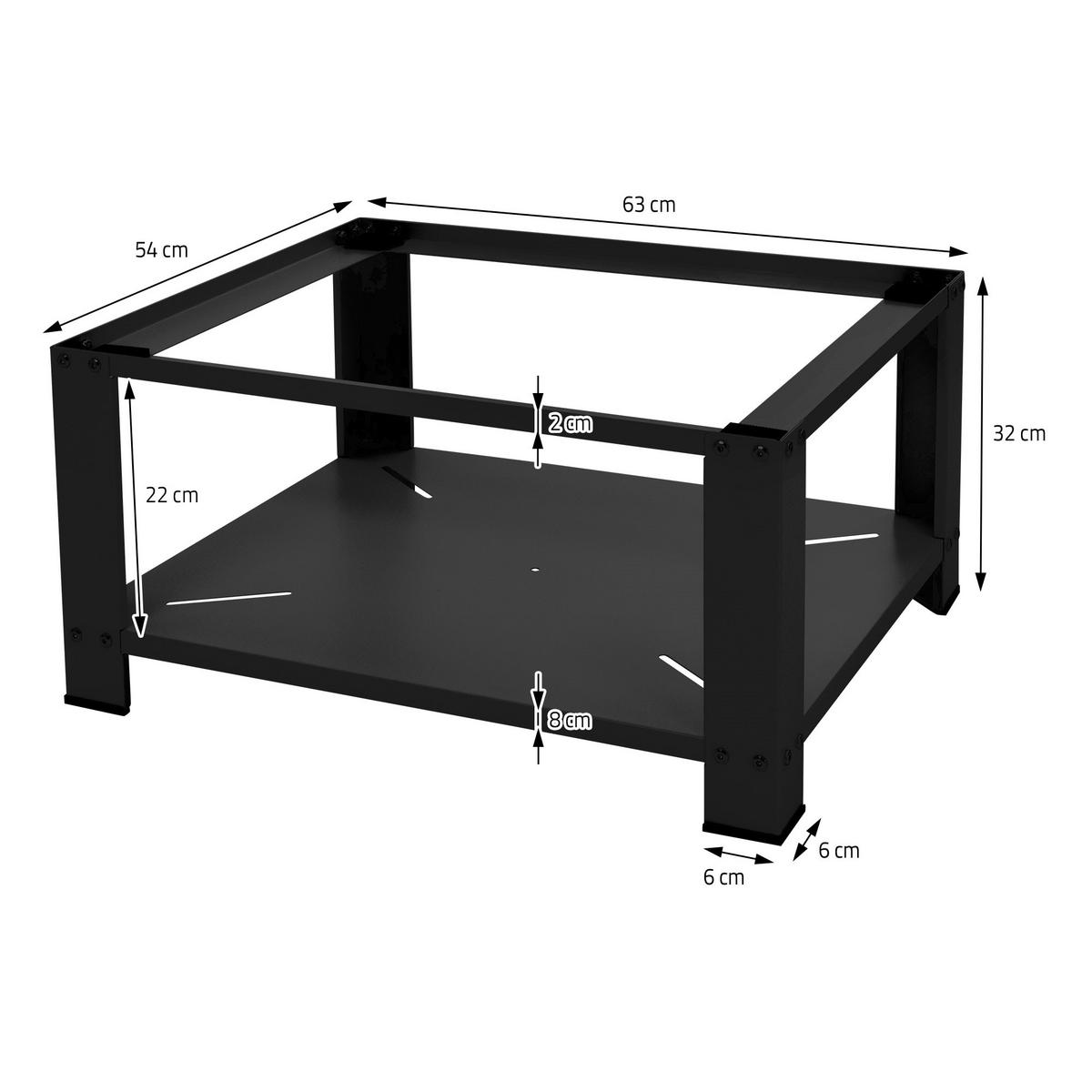 WASCHMASCHINEN UNTERGESTELL mit Ablage Podest Trockner Unterschrank 63x54 cm Schwarz aus Stahl - Schwarz, Metall (54/32/63cm) - ML-DESIGN