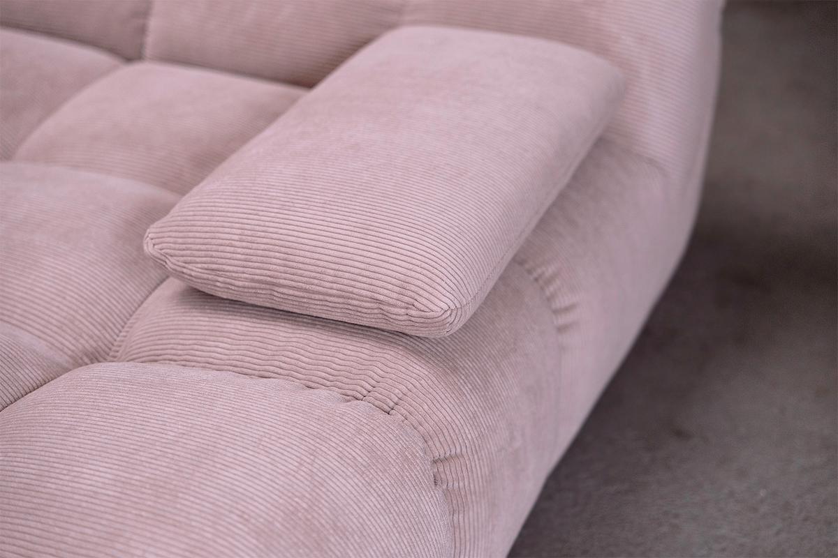 BIG SOFA VIVIEN Pink Cord - Pink/Schwarz, Kunststoff/Textil (296/85/178cm) - KAWOLA