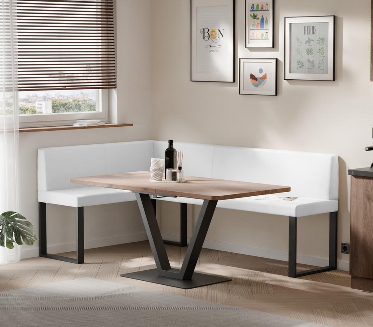 ECKBANK links SANA U Kunstleder glatt, 128/168 cm Weiß - Weiß, Kunststoff/Textil (128/168cm) - Idohome
