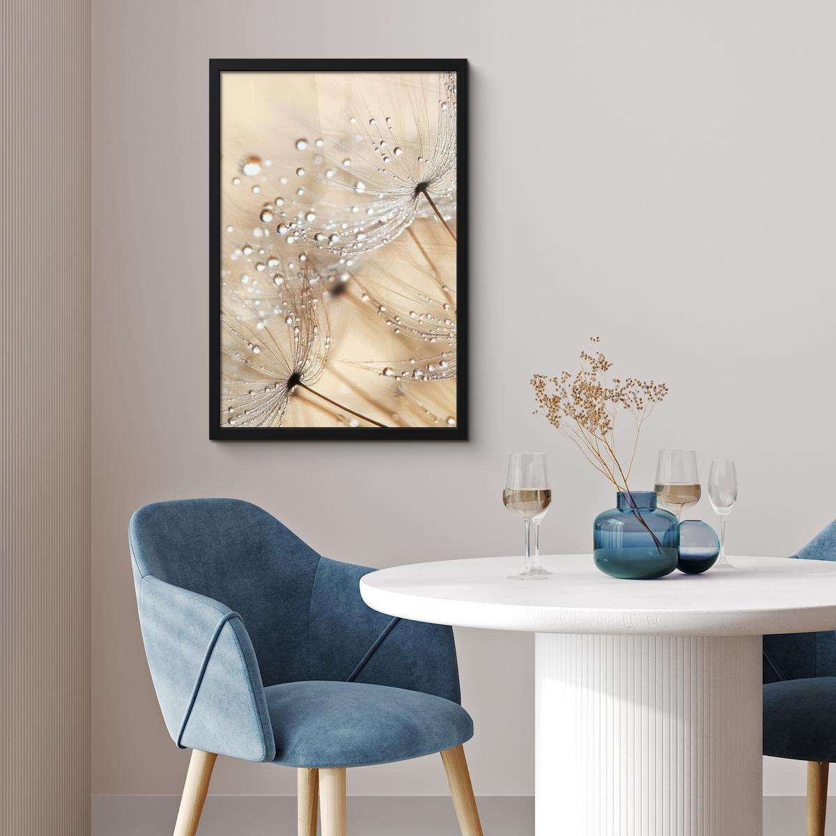 POSTER MIT RAHMENGERAHMTES BILD Löwenzahn - Abstrakt - Natur - Beige Bilder mit Rahmen 40x60 cm - Braun, Papier (40/60cm) - MuchoWow
