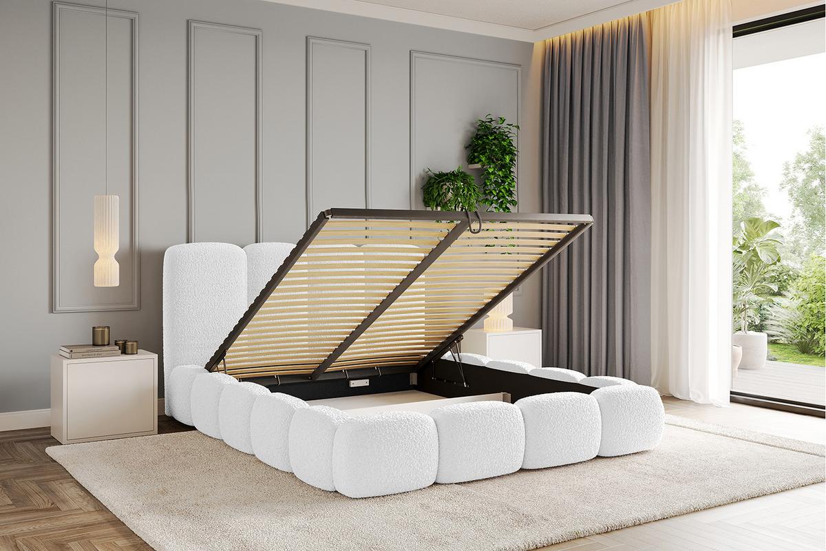POLSTERBETT mit Bettkasten und Lattenrost, Boxbett ohne Matratze - KALA 200x200 Weiß - Weiß, Holzwerkstoff/Textil (200/200cm) - ALTDECOR