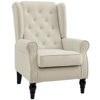 OHRENSESSEL Polyester, Holz, Cremeweiß - Creme/Schwarz, Holz/Textil (86/102/74cm) - HOMCOM