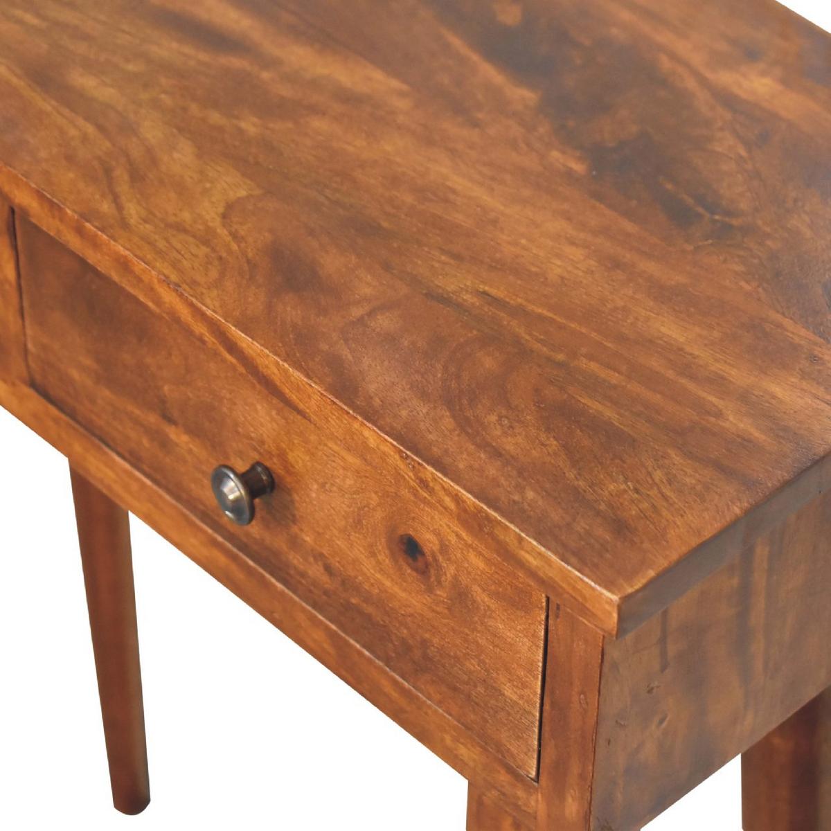 KONSOLENTISCH Mini, im Kastanienholz-Finish, mit 2 Schubladen, Braun - Messingfarben/Braun, Holz/Metall (30/70/78cm) - Artisan Furniture
